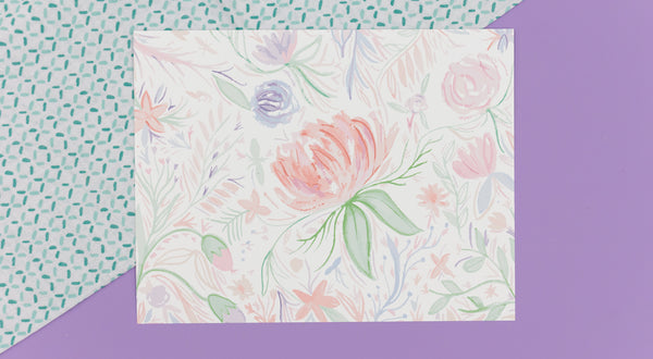 Pastel Big Floral Watercolor Art Print - Digital Download - Craft Box Girls