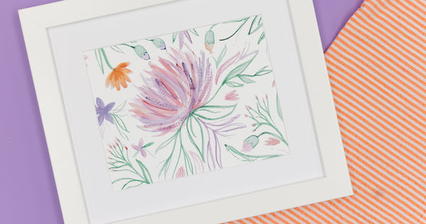 Purple Big Floral Watercolor Art Print - Digital Download - Craft Box Girls